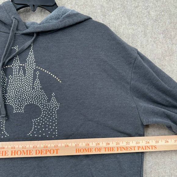 Disney Parks Hoodie XL Jeweled Castle Mickey Gems Bling‎ Blingy Womens Gray - Picture 8 of 9